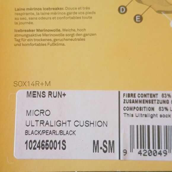 Icebreaker Men's Merino Micro Black Running Socks Left + Right Anatomic Fit - Picture 4 of 10